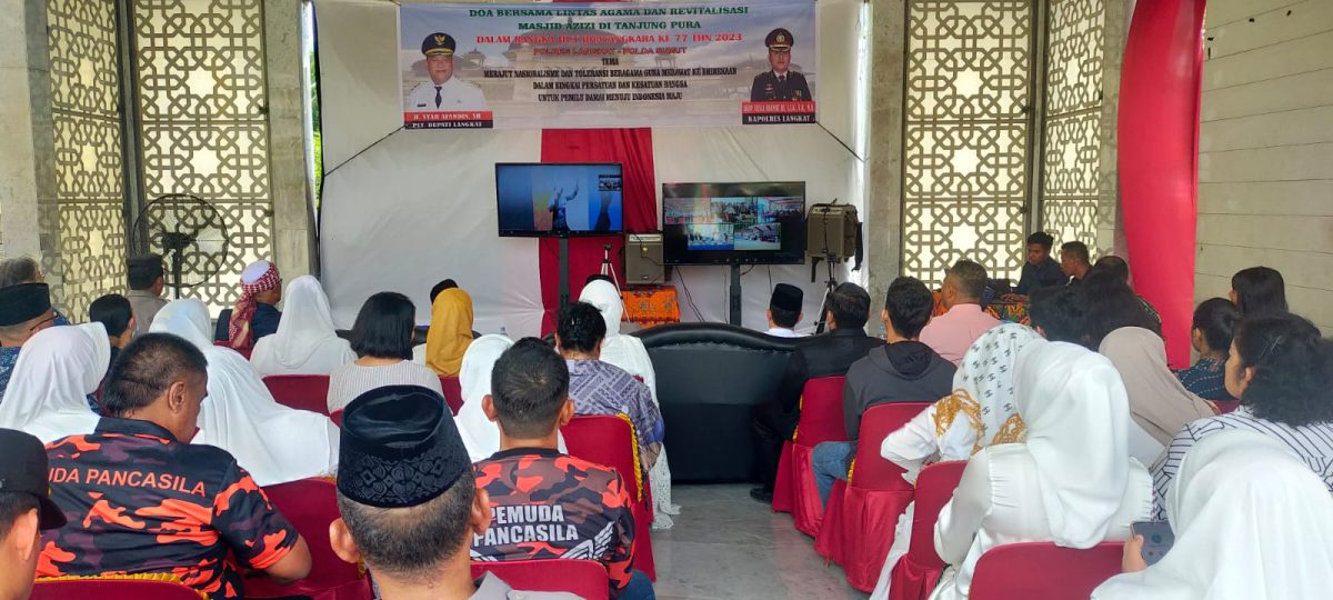 “Do’a Bersama Lintas Agama dan Revitalisasi Di Mesjid Azizi, Tanjung Pura dalam Rangka HUT BHAYANGKARA KE – 77 Polres Langkat Polda Sumut”.