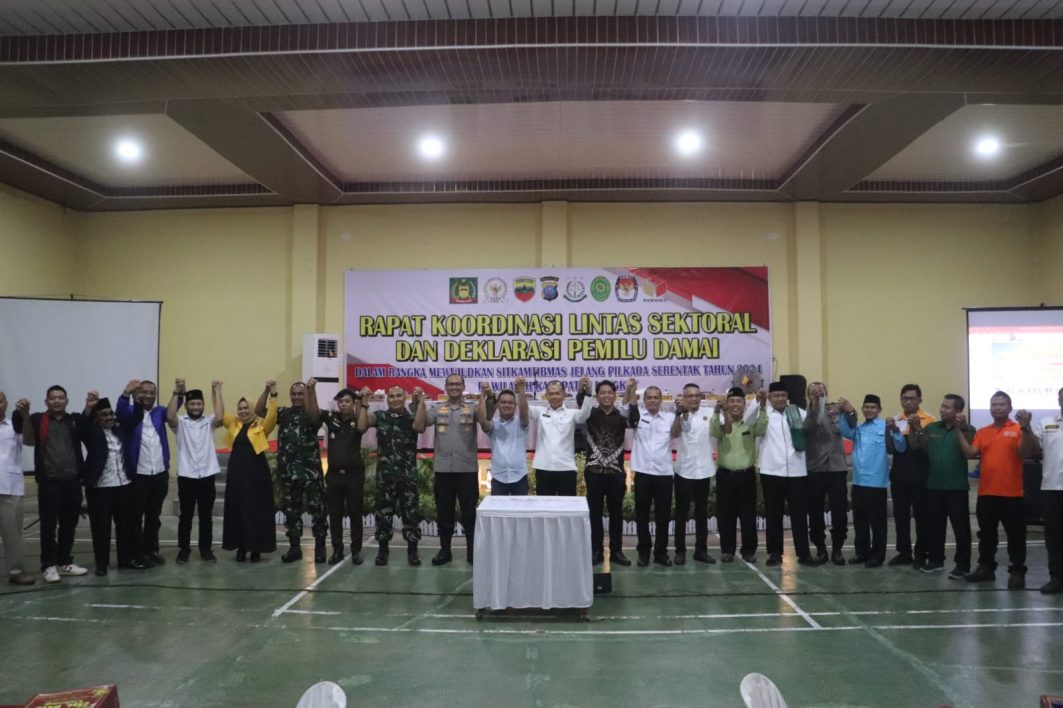 Rapat Kordinasi Lintas Sektoral, Penandatanganan Deklarasi Pemilu Damai 2024, Dipolres Langkat.