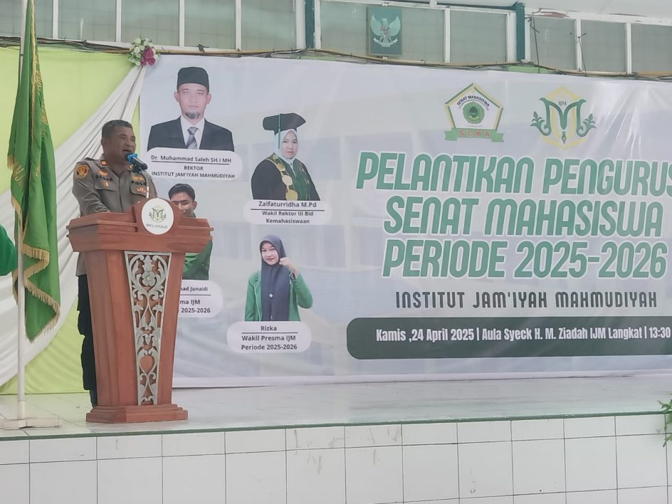 Kapolsek Tanjung Pura, Yang diwakilkan Waka Polsek Menghadiri, Pelantikan Pengurus Senat Mahasiswa Periode 2025-2026. Institut Jam’iyah Mahmudiyah Langkat